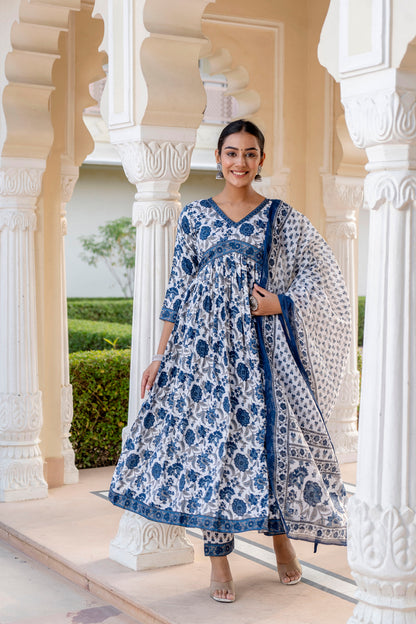 Women Printed Kurta Set With Pant and dupatta