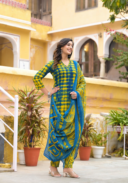 Women Shiburi Printed Straight Kurta and Pant Set With Dupatta